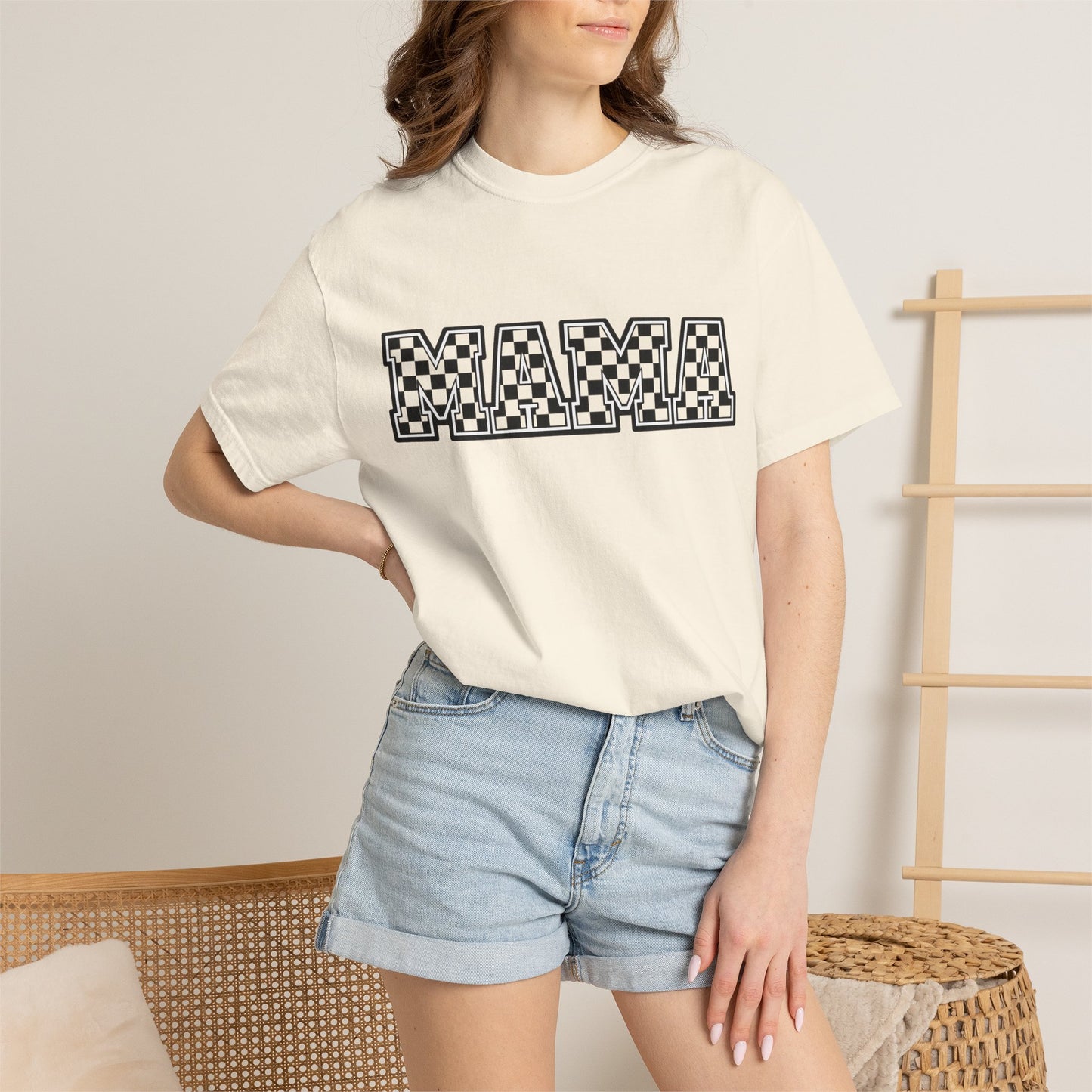 Mama Checkerboard T-Shirt — Graphic Mom Tee