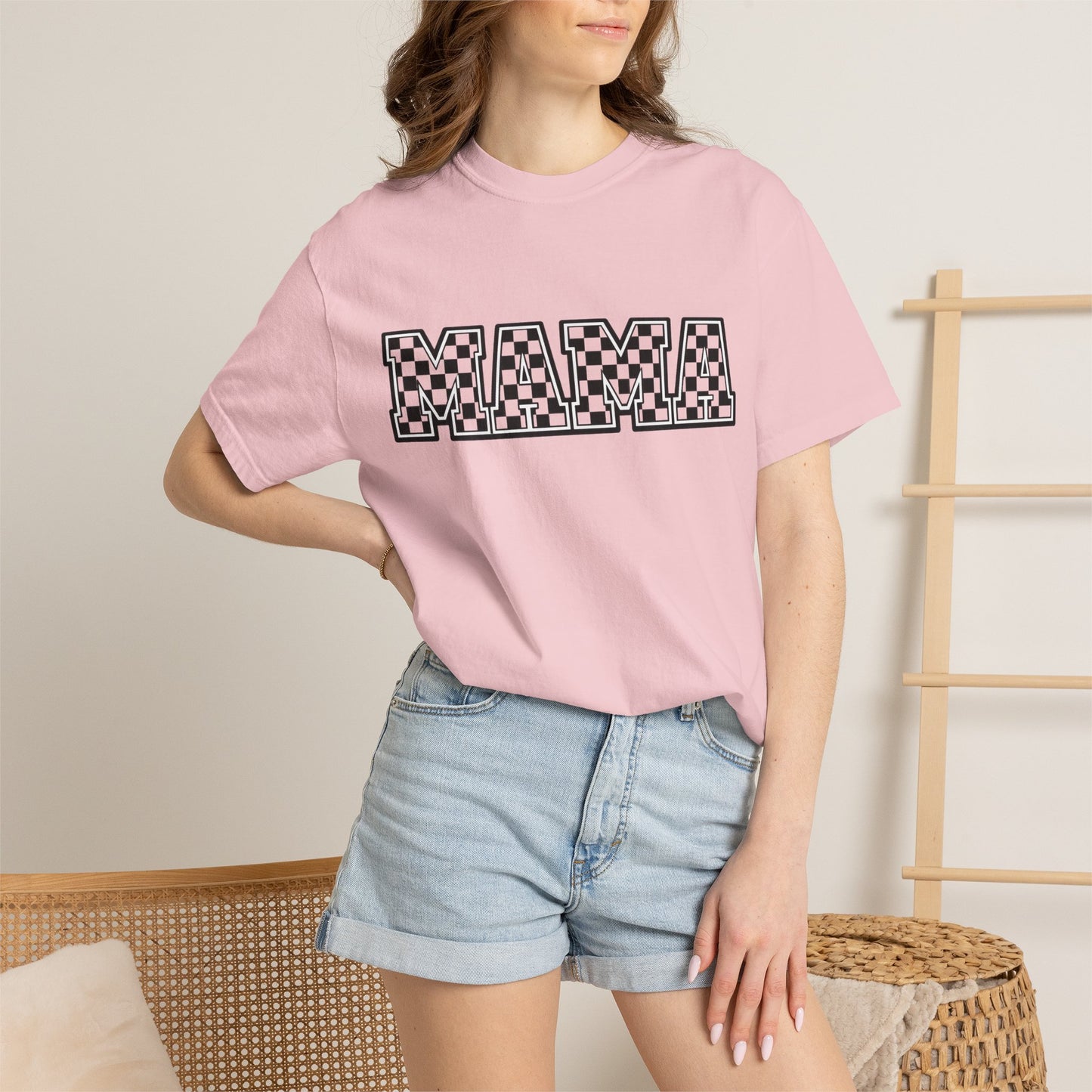 Mama Checkerboard T-Shirt — Graphic Mom Tee