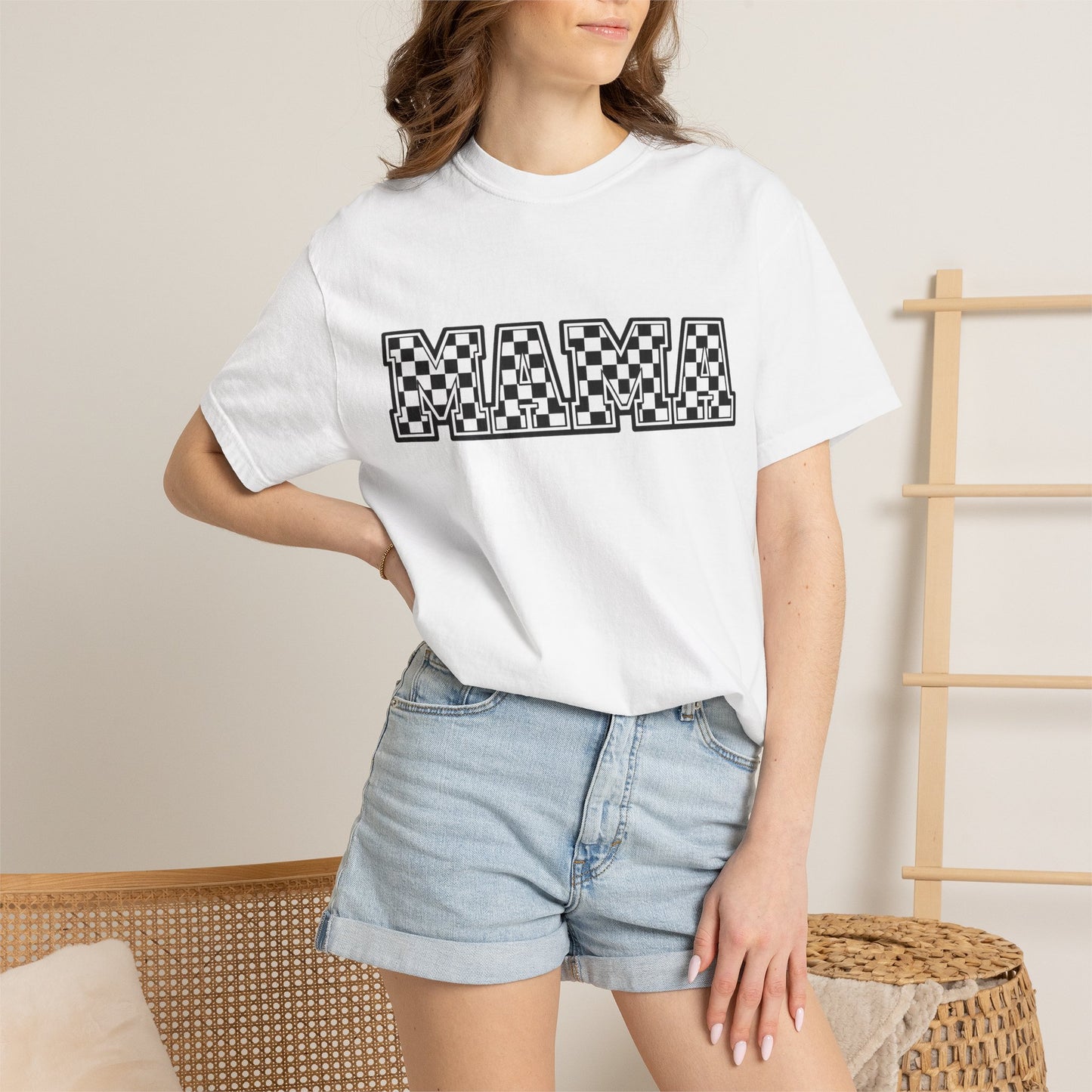 Mama Checkerboard T-Shirt — Graphic Mom Tee