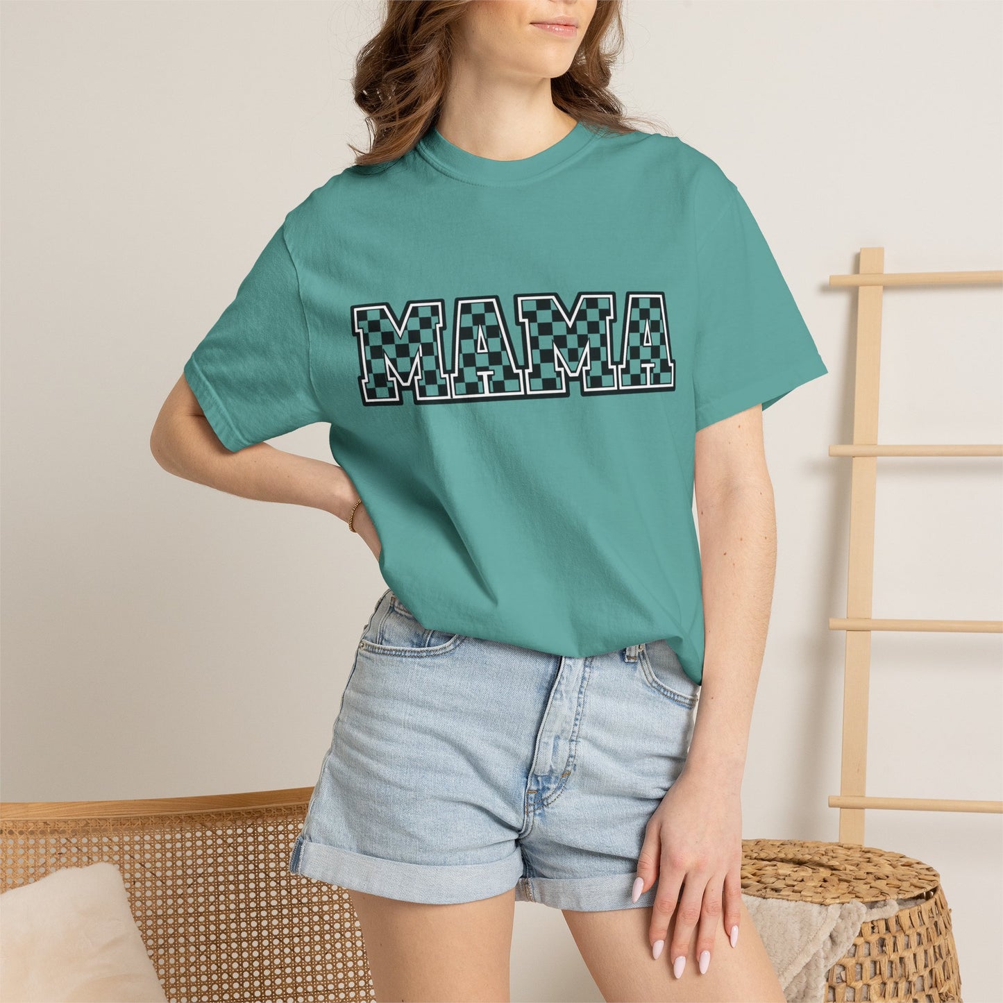 Mama Checkerboard T-Shirt — Graphic Mom Tee