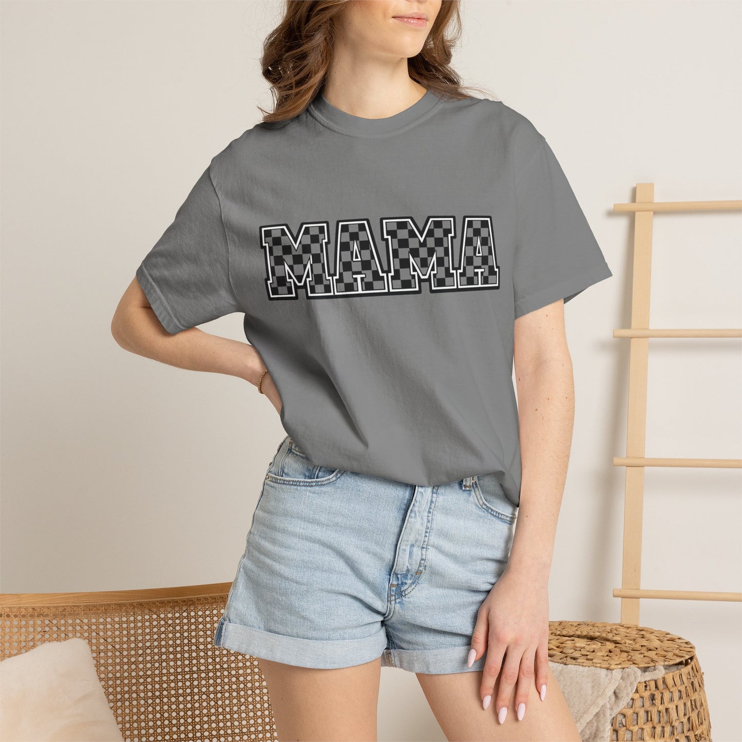 Mama Checkerboard T-Shirt — Graphic Mom Tee